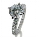 Engagement 1 Ct Round Center 1 Eternity Cubic Zirconia Cz Ring