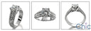 Engagement Round 1 Ct Center 3 Rows Of Pave Cubic Zirconia 14K White Cz Ring