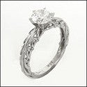 Engagement 1.1 Round Center in 6 Prong Tiffany Cubic Zirconia Cz Ring