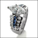 Engagement 2.5 Marquise Center Sapphire Channel Cubic Zirconia Cz Ring