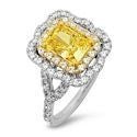 Canary Radiant Two Tone Halo  Cubic Zirconia Ring