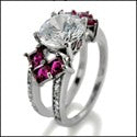 Engagement 2 Ct Round Diamond CZ Ruby Princess Cubic Zirconia 14K Ring