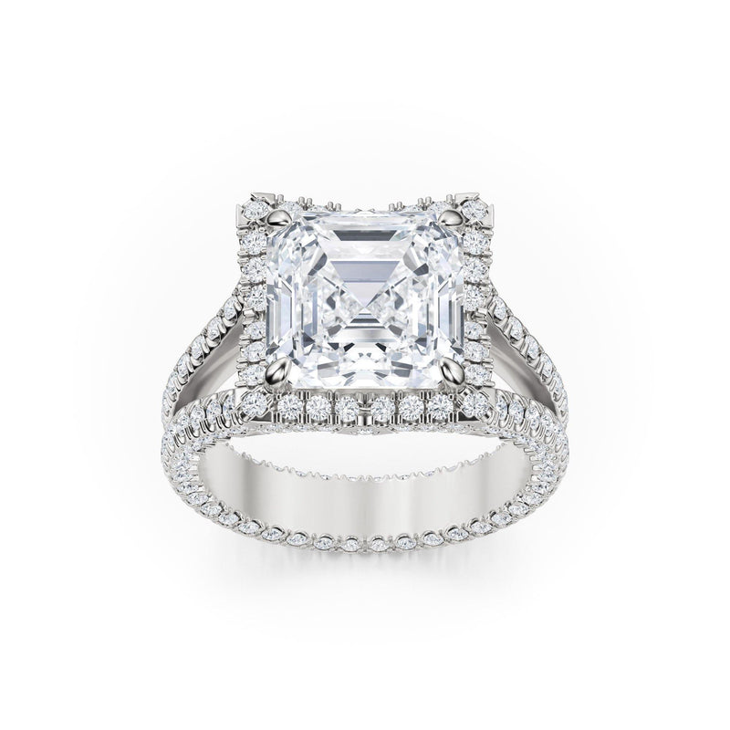 Asscher Cut Engagement ring with Split Shank 14K W CHICASHOTASSCHER -  LA Chic Jewelry Inc