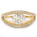 Oval High Quality Cubic Zirconia Yellow Gold Pave Ring