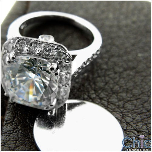 Engagement 2 Ct Round Double Prong Pave Cubic Zirconia Cz Ring