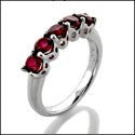 Wedding 5 Stone Ruby Anniversary Cubic Zirconia CZ Band 
