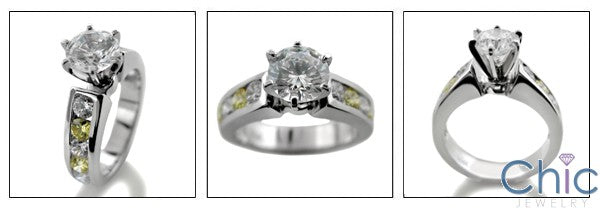 Engagement Round 1 Ct Center Canary Ct Diamond Channel Cubic Zirconia Cz Ring
