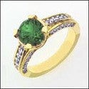 Estate 1.5 Emerald Round Yellow Gold Cubic Zirconia Cz Ring