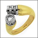 Fine Jewelry Two tone Tubular Ring Cubic Zirconia Cz Ring