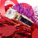 Engagement Princess 1 Ct Center Sapphire Channel Cubic Zirconia 14K White Gold Ring