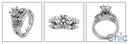 Matching Set 1 Ct Round Center Channel Ct Bezel Cubic Zirconia Cz Ring