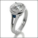 Solitaire 1.5 Round Center Sapphire Channel Cubic Zirconia Cz Ring