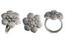 Flower petal pave set ring