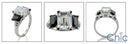 3 Stone 2 Ct Ememrald Black Emerlad Cubic Zirconia Cz Ring