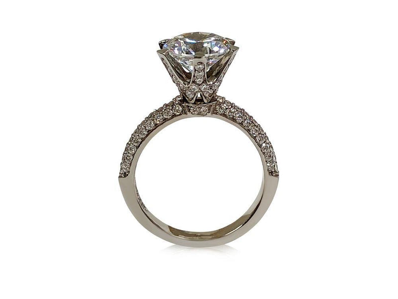 4 Carat Round CZ Very High set Micro pave Engagement Ring