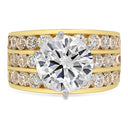 High Quality 4 Carat Round Cubic Zirconia Engagement Ring Channeled Sides 14k Yellow Gold