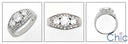 Anniversary .8 TCW Round in Prongs and Pave Cubic Zirconia Cz Ring 14K White Gold