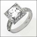 Estate 1.25 Princess Pave Halo Cubic Zirconia Cz Ring
