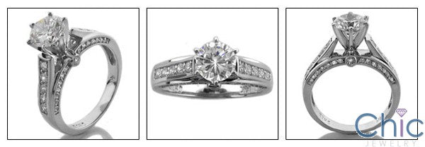 Engagement Cathedral 1 Ct Round Center Pave Cubic Zirconia Cz Ring