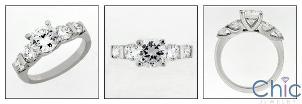 Engagement 1.25 Round Center 5 Stone Channel Cubic Zirconia Cz Ring