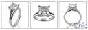 Solitaire Princess 1.5 Center 4 Prong Cubic Zirconia 14K White Gold  Ring