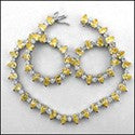 Cubic Zirconia Cz Canary Pear Ct Round Diamond Necklace