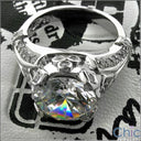 4 Carat Round Brilliant Cubic Zirconia Center Antique Style 14K White Gold Cz Ring