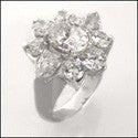 Estate 7.5 Ct Oval Center Pear Ct Round Cubic Zirconia Cz Ring