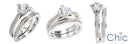 Round 1 Carat Cubic Zirconia Matching Engagement Ring Set Euro Shank Pave Sides 14k W Gold