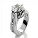1.75 Ct Round Cubic Zirconia Center Channel Set Sides Engagement Ring 14k White Gold
