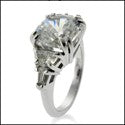 3.5 Carat Rounded Cushion Cut Half Moon Cubic Zirconia Engagement Ring 14k White Gold