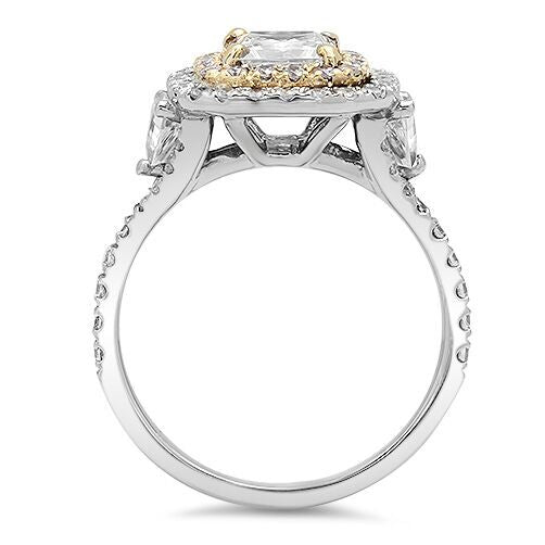 Two Tone Gold Princess Cubic Zirconia Soleste Engagement Ring