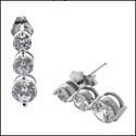 1.8 TCW 3 Round Stone Cubic Zirconia CZ Earrings