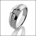 Mens .70 Princess in Channel Cubic Zirconia CZ Wedding Band