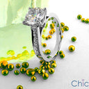 Engagement  Ring Cubic Zirconia 2 Carat Round Center Pave Band 14 K White Gold