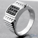 Mens Round Black Stons in Channel Pave Cubic Zirconia CZ Wedding Band