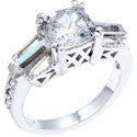 Anniversary 1.5 Cushion Center Channel Baguette Cubic Zirconia Cz Ring