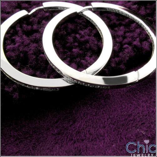 1.6 TCW Round Channel Set Hoops Cubic Zirconia CZ Earrings