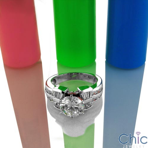 Engagement 2 Ct Brilliant CZ Bandaguettes Small Round Channel Cubic Zirconia Cz Ring