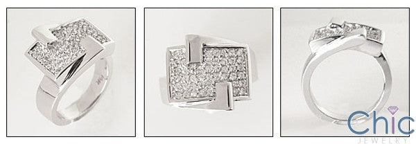 Fine Jewelry Flat Top Pave Cubic Zirconia Cz Ring