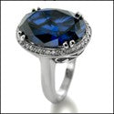 Estate 8.5 Sapphire Oval Pave Halo Cubic Zirconia Cz Ring