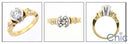 Two Tone 14K Gold Ring 1 Carat Round Cubic Zirconia Half Bezel Center Full Bezels Sides