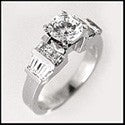 Engagement 1 Ct Round Stone Center Channed Cubic Zirconia Cz Ring