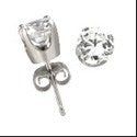 Round Of 1 Ct Crown Prong Set Cubic Zirconia CZ Earrings