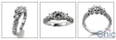 Half Carat Round Cubic Zirconia Center Pave Sides Ring 14K White Gold