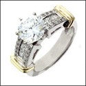 Engagement Round 2 Ct Center Two tone Bars Channel Cubic Zirconia Cz Ring