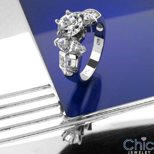 Engagement Round 1 Ct Center Marquise Cubic Zirconia Cz Ring