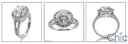 Anniversary 2.5 Round Center Halo Pave Split Shank Cubic Zirconia Cz Ring