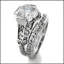Matching Set 2 Ct Asscher Ct Pave Curved Cubic Zirconia Cz Ring