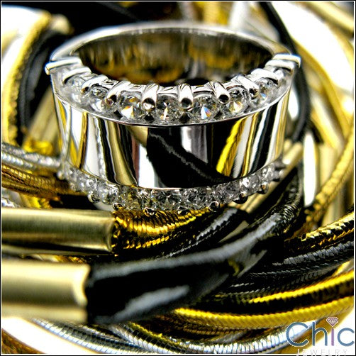 Wedding 11mm Wide Share Prong Round Cubic Zirconia CZ Band 
